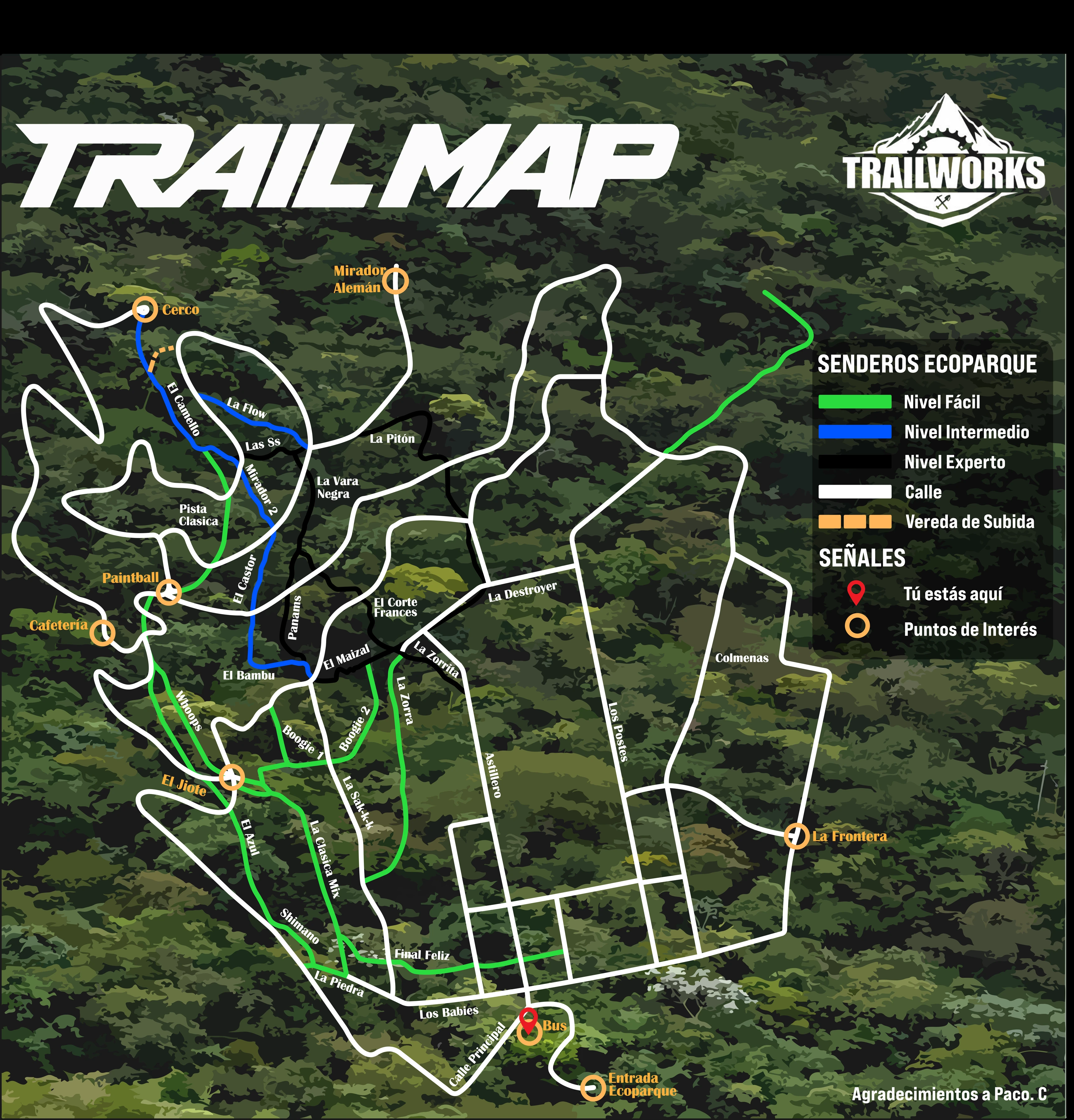 Trail Map del Ecoparque El Espino